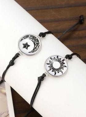 非金属亚克力手链 日月恋人情侣同款手链气质时尚简约百搭手链