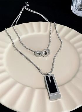 合金项链 轻奢极简慵懒洋气百搭小众时尚简约项链双层叠戴流行