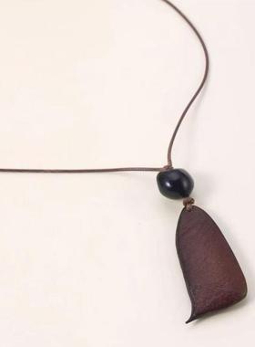 非金属布艺项链 气质复古黑色时尚米果项链简约小众百搭手工素款