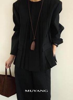 非金属布艺项链 气质复古黑色时尚米果项链小众设计感百搭项链