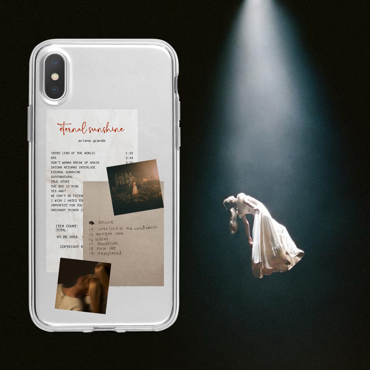 kristem原创设计A妹Ariana Grande专辑名单album list简约DIY适用于苹果i15i16pro华为三星oppo透明手机壳 - 图0