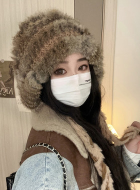 冬季可爱气质兔毛帽子女