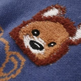 Демисезонный дизайнерский японский ретро трикотажный свитер, тренд сезона, с медвежатами