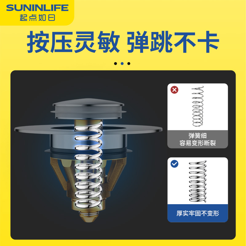 洗手盆脸池漏水塞子面盆弹跳芯按压式下水器管防返臭神器通用配件 - 图3