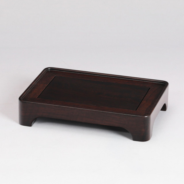 Ebony solid wood square rectangular vase bonsai jade seal teapot porcelain antique Buddha statue base wooden holder