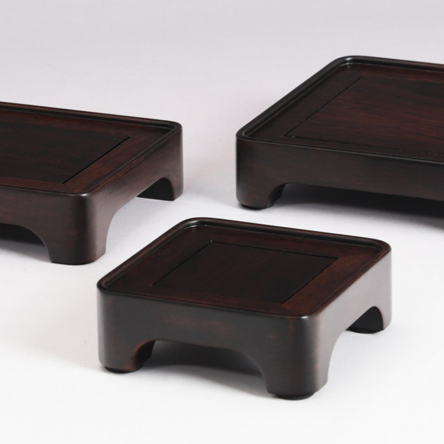 Ebony solid wood square rectangular vase bonsai jade seal teapot porcelain antique Buddha statue base wooden holder