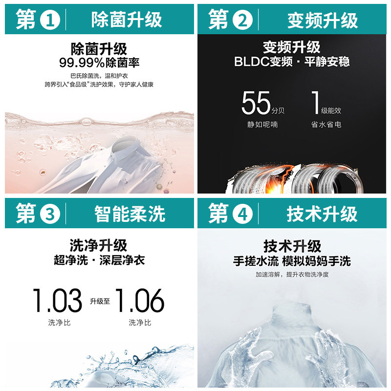 海信8公斤kg洗衣机全自动家用滚筒 海信冰洗洗衣机