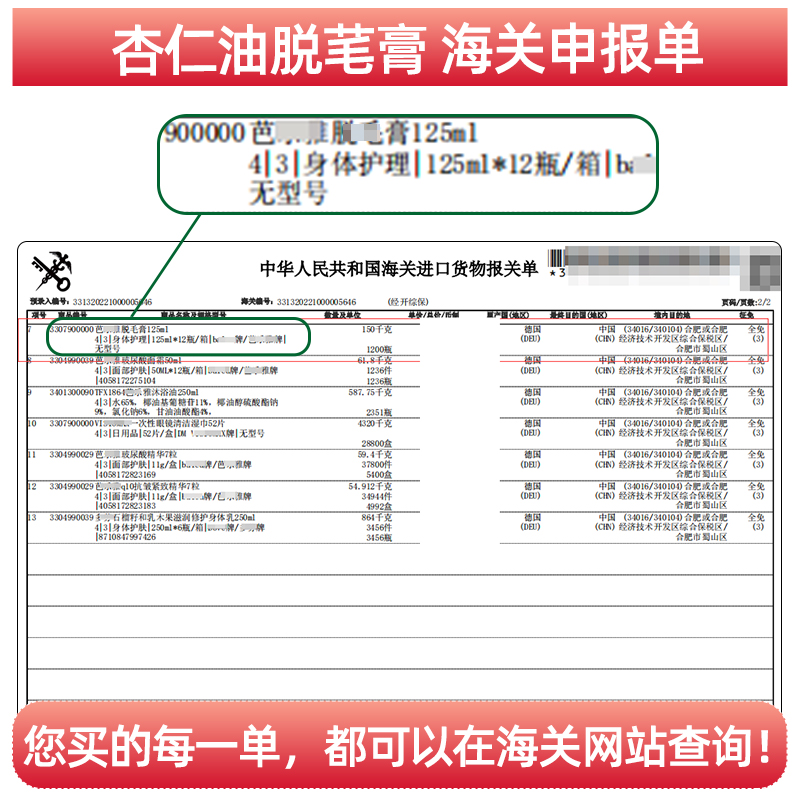 Balea芭乐雅杏仁油脱毛膏125ml低敏脱腋腿毛非私处 学生男士可用 - 图0