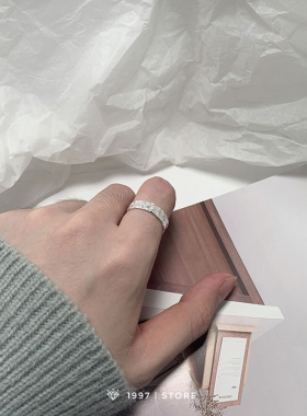 原创设计s925纯银食指戒纹理锡纸