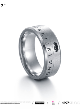 欧美钛钢可转动戒指男女通用