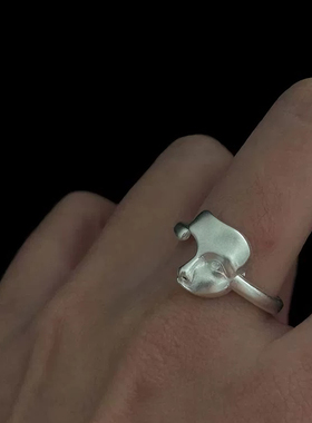 复古哑光人脸面具开口戒指