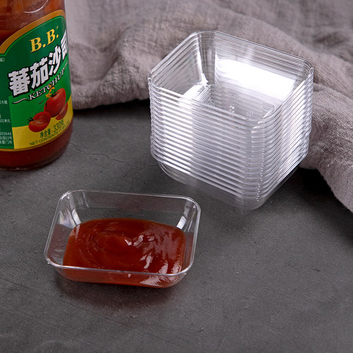 喇叭花 300ml一次性水晶碗塑料盘透明味碟硬甜品水晶饭碗100只 - 图1