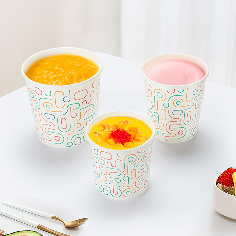 喇叭花一次性汤桶纸碗圆形汤碗带盖曼玲三米外卖粥桶汤杯糖水烤梨 - 图1