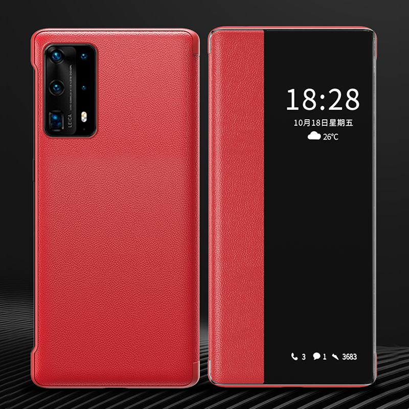 适用于华为P40手机壳p40pro翻盖保护套华为P40Pro皮套p40pro+5g限量版p40全包高档防摔智能视窗男女潮5G商务 - 图3