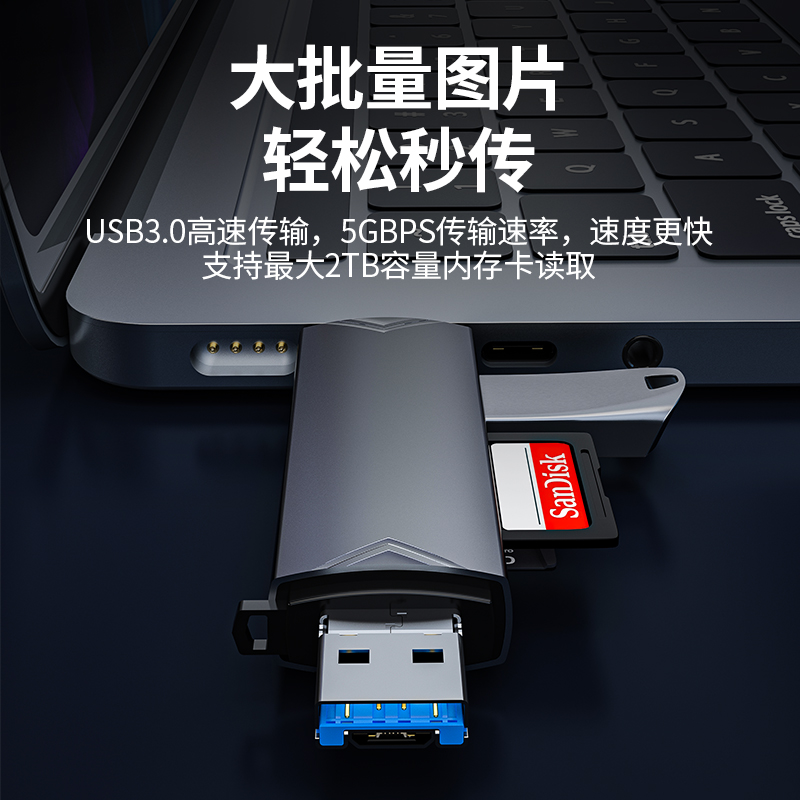 RNX读卡器usb3.0高速多功能合一sd内存卡ccd存储转换tf安卓typec电脑U盘两用otg车载通用适用于相机华为手机