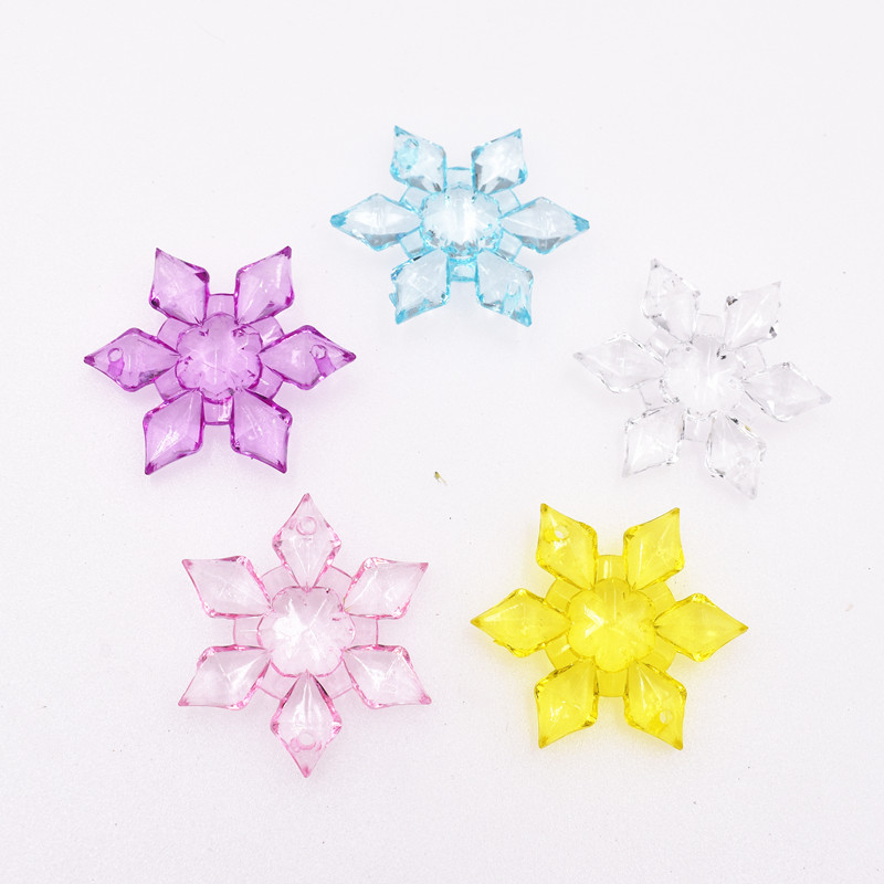 亚克力仿水晶透明雪花圣诞树节日挂件装饰品小孩子手工串项链吊坠 - 图0