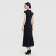 Antique 26 summer new shopping mall black turtleneck wide shoulder sleeveless commuting slim mid-leng length dress