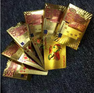 Золотой покер ПВХ Пластиковый пластиковый водонепроницаемый творческий местный тиран золотой металлический парк Кэт -карта Золотая фольга покер