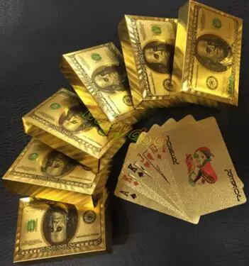 Золотой покер ПВХ Пластиковый пластиковый водонепроницаемый творческий местный тиран золотой металлический парк Кэт -карта Золотая фольга покер