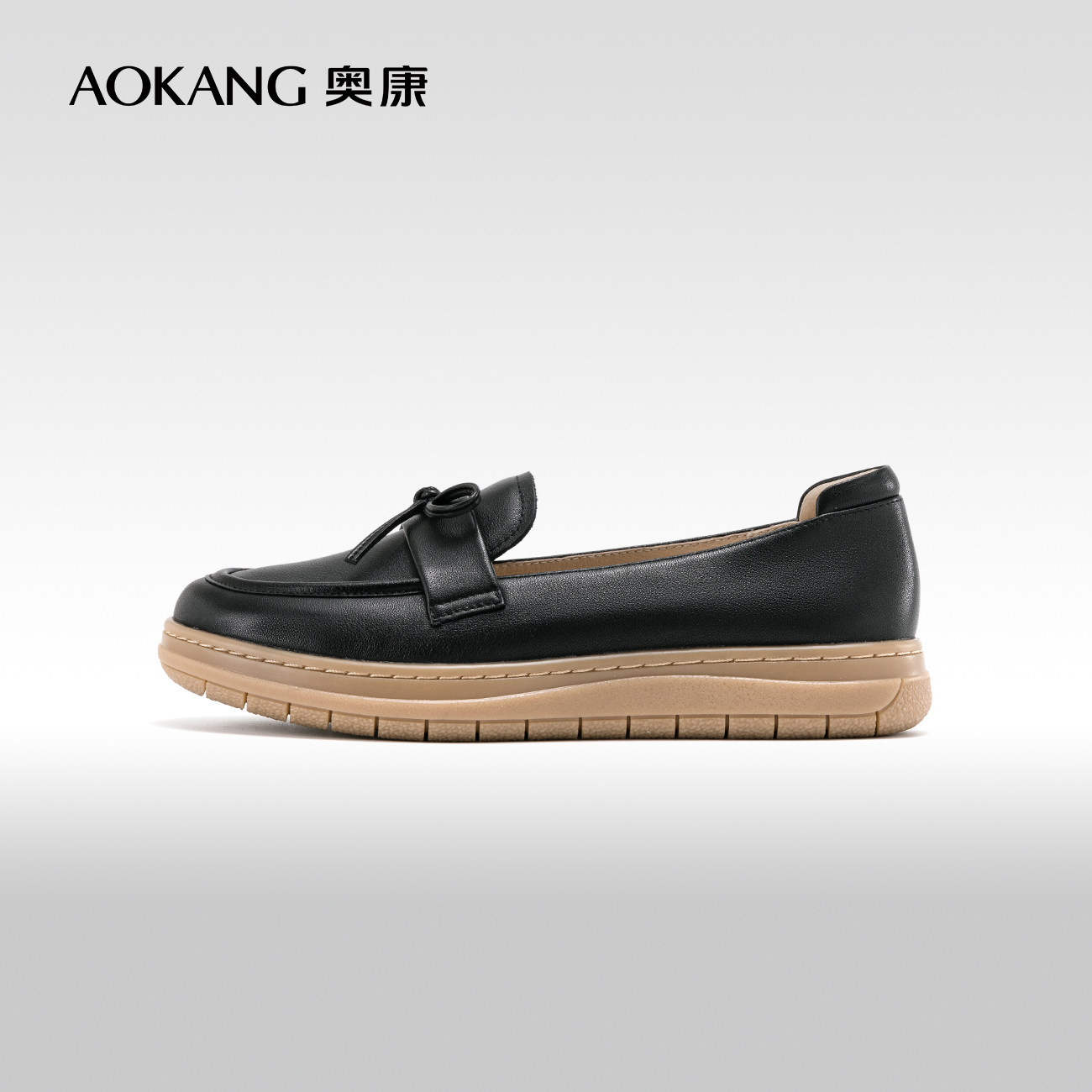 奥康女鞋 2024春季新款英伦风平底乐福鞋复古一脚蹬单鞋豆豆鞋,淘宝优惠券,粉丝福利购,淘宝优惠卷