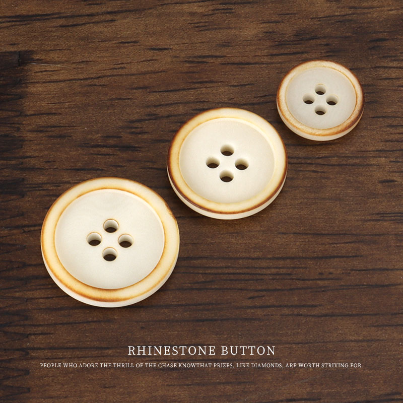 做旧烧边象牙果纽扣男女西装外套真果实钮扣复古大衣风衣扣子 - 图2