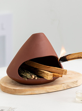 富士山紫砂熏香壁炉香道摆件