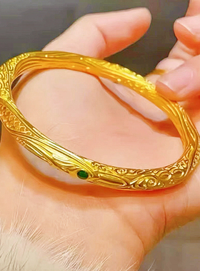 哪吒镀仿真黄金乾坤圈手镯儿童同款女小孩手饰封印镯子送妈妈女友