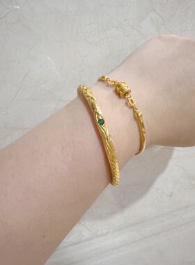 哪吒镀仿真黄金乾坤圈手镯儿童同款男女小孩镀金手环学生实心镯子