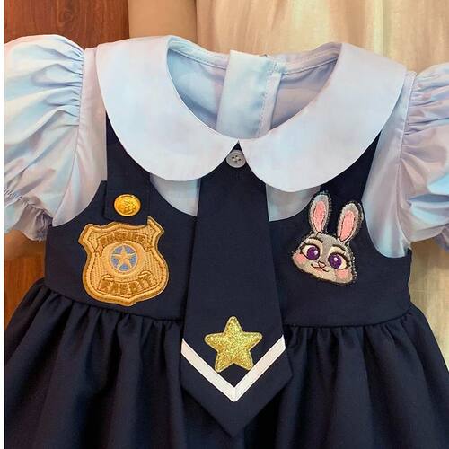 女童洛丽塔公主裙洋气2025新款洋气夏小童女宝宝兔子警官连衣裙 - 图2