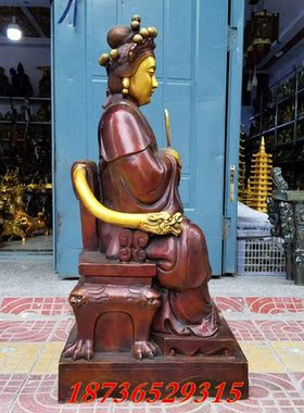 纯铜碧霞元君神像供奉摆件