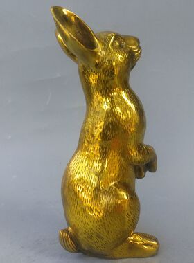 纯铜元宝招财开运办公室兔子摆件