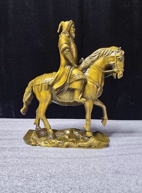 纯铜成吉思汗黄铜像一代天骄出征骑马铜像大汗可汗铁木真家居摆件