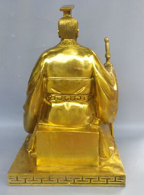 纯铜黄帝像铜轩辕黄帝坐像人文初祖五帝之首铜炎帝神农氏家居摆件