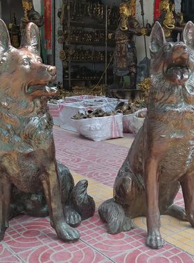 纯铜大号铜狗狼狗看门狗仿古工艺镇宅狗招家居门厅摆件风水铜器