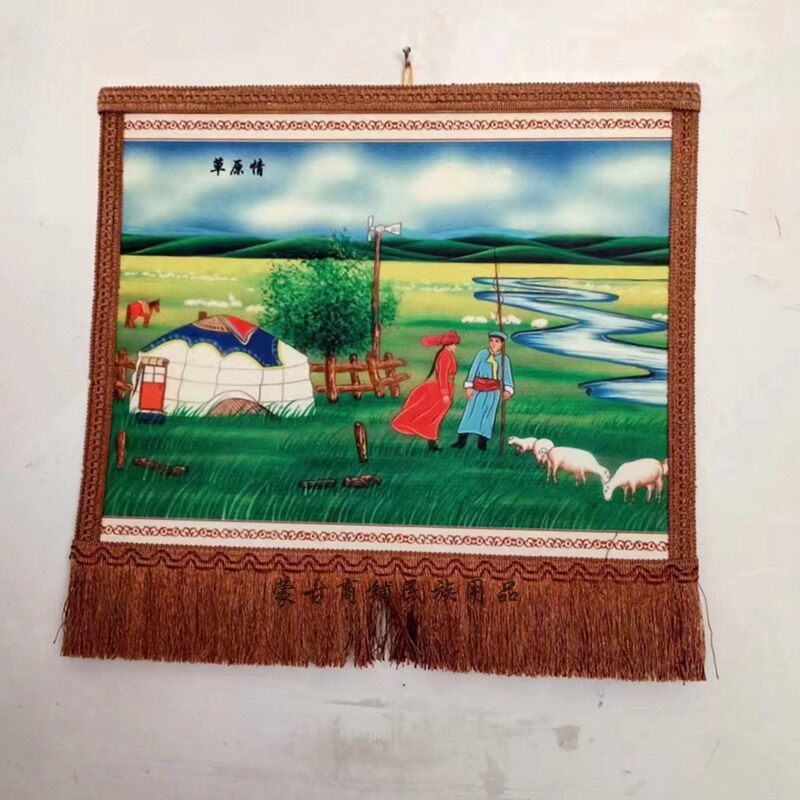 Inner Mongolia style Genghis Khan craft hanging painting