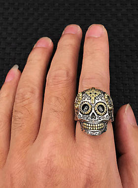 Born Free/奔放S925银流行饰品个性朋克风泰银骷髅头戒指男女指环