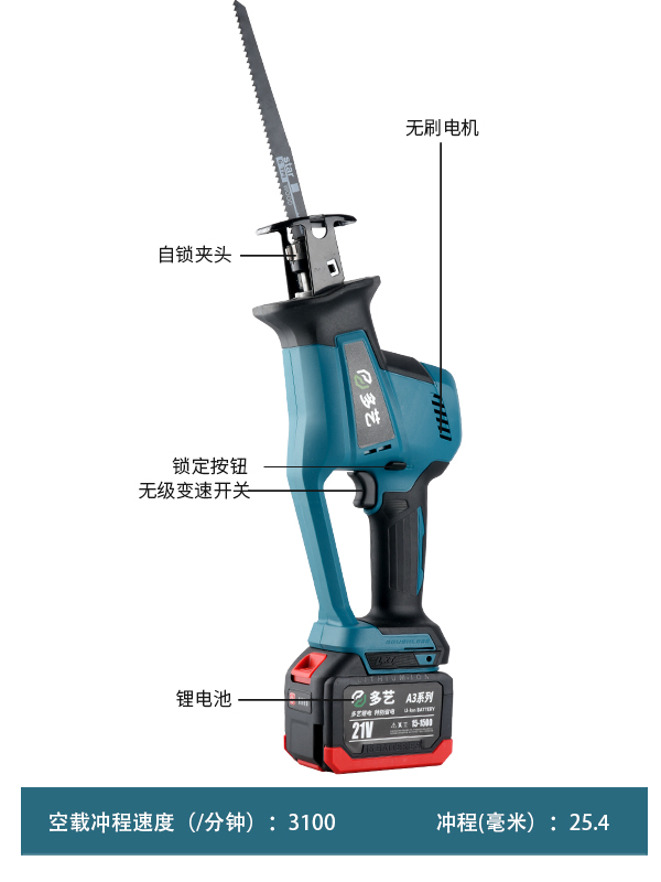 通用牧田电池锂电无刷马刀锯往复锯多功能金属木工电锯家用手持 - 图2