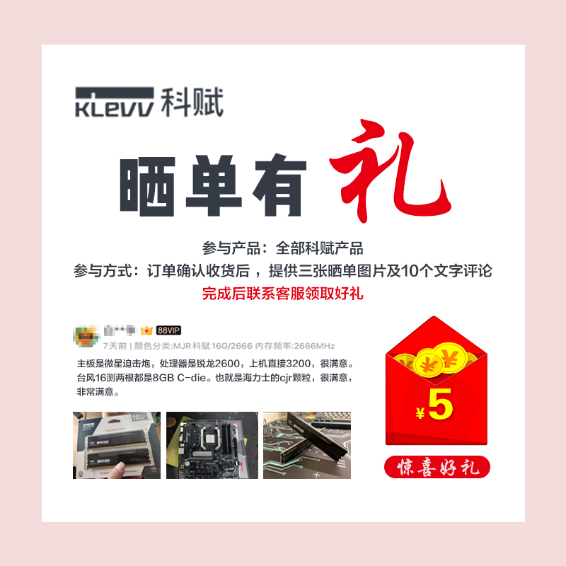 klevv科赋ddr4 3200 2666内存16G内存条cjr神条普条台式炎龙雷霆-图2