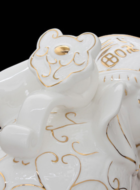 吉祥陶瓷白色开业礼品大象摆件