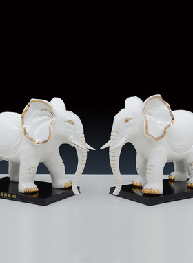陶瓷大象摆件客厅装饰办公室