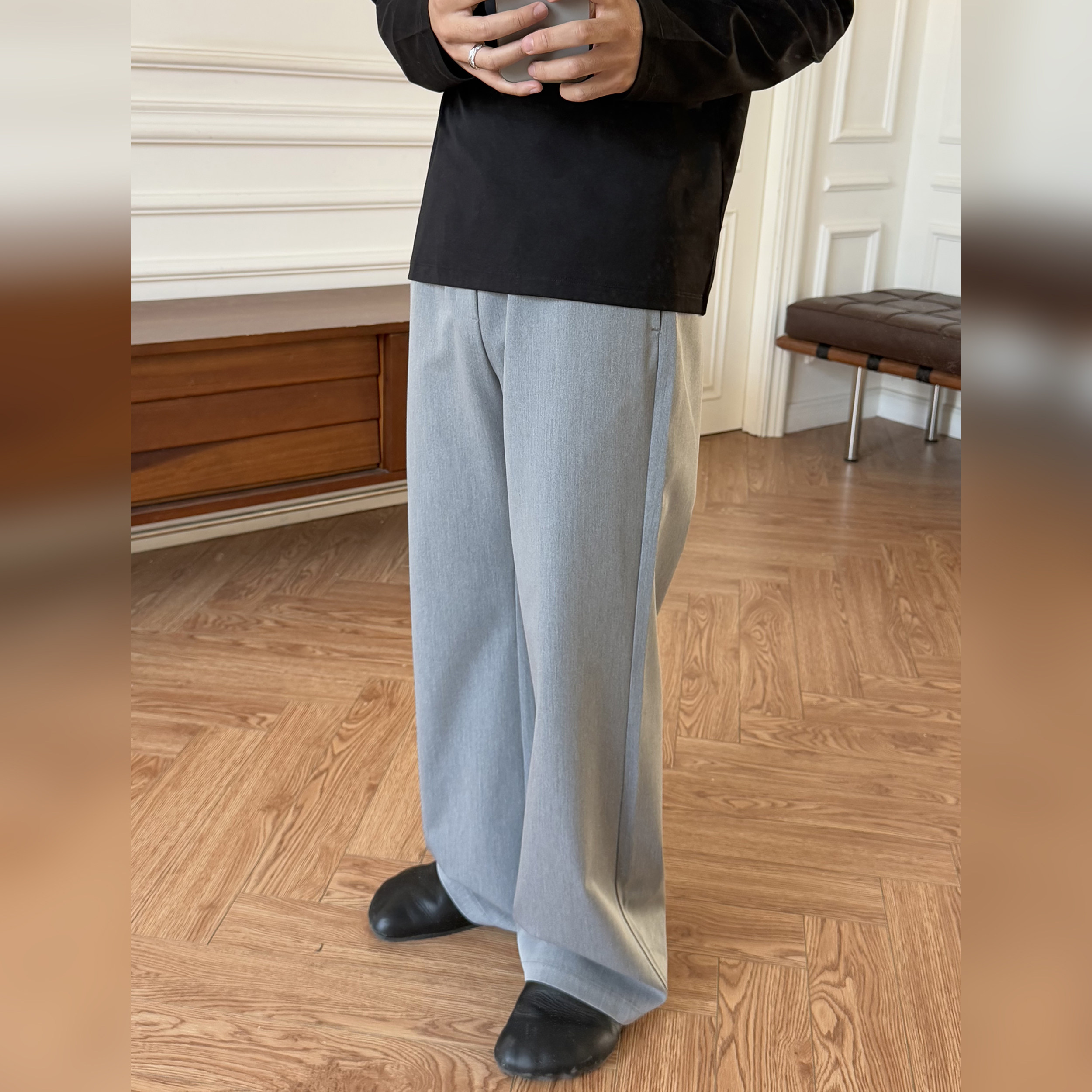 【岳云鹏同款】haonanhuang 宽松微喇弹力松紧腰休闲西裤长裤,淘宝优惠券,粉丝福利购,淘宝优惠卷