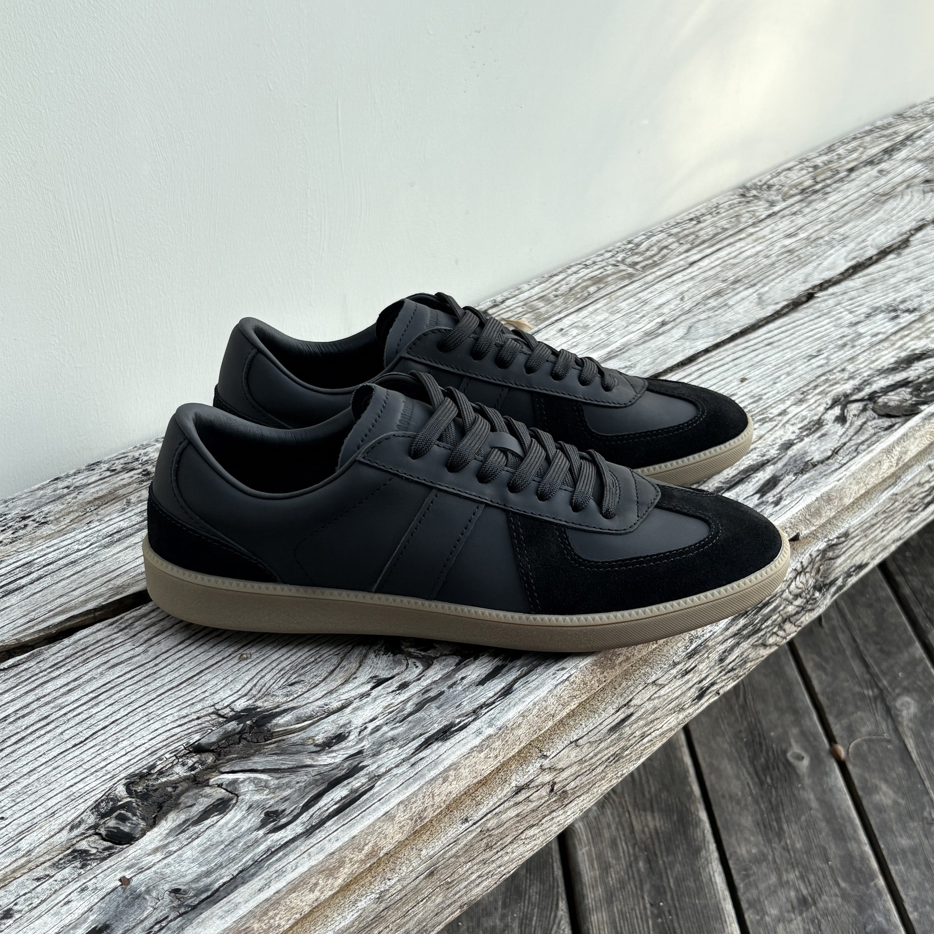 haonanhuang 经典100%牛皮牛反绒拼皮欧索莱休闲复古德训鞋,淘宝优惠券,粉丝福利购,淘宝优惠卷