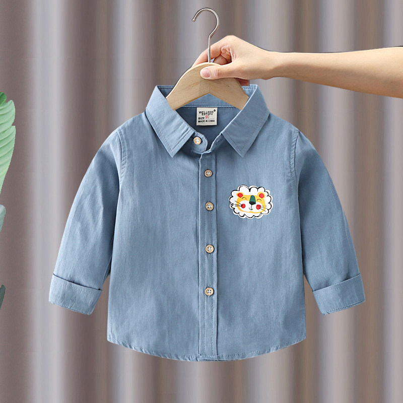 Shipping insurance included, boys' pure cotton long-sleeved shirt