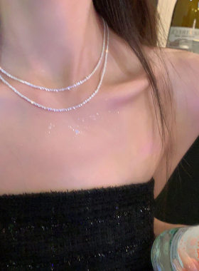 纯银波光粼粼满天星项链女款轻奢小众高级感正品足银990锁骨配链