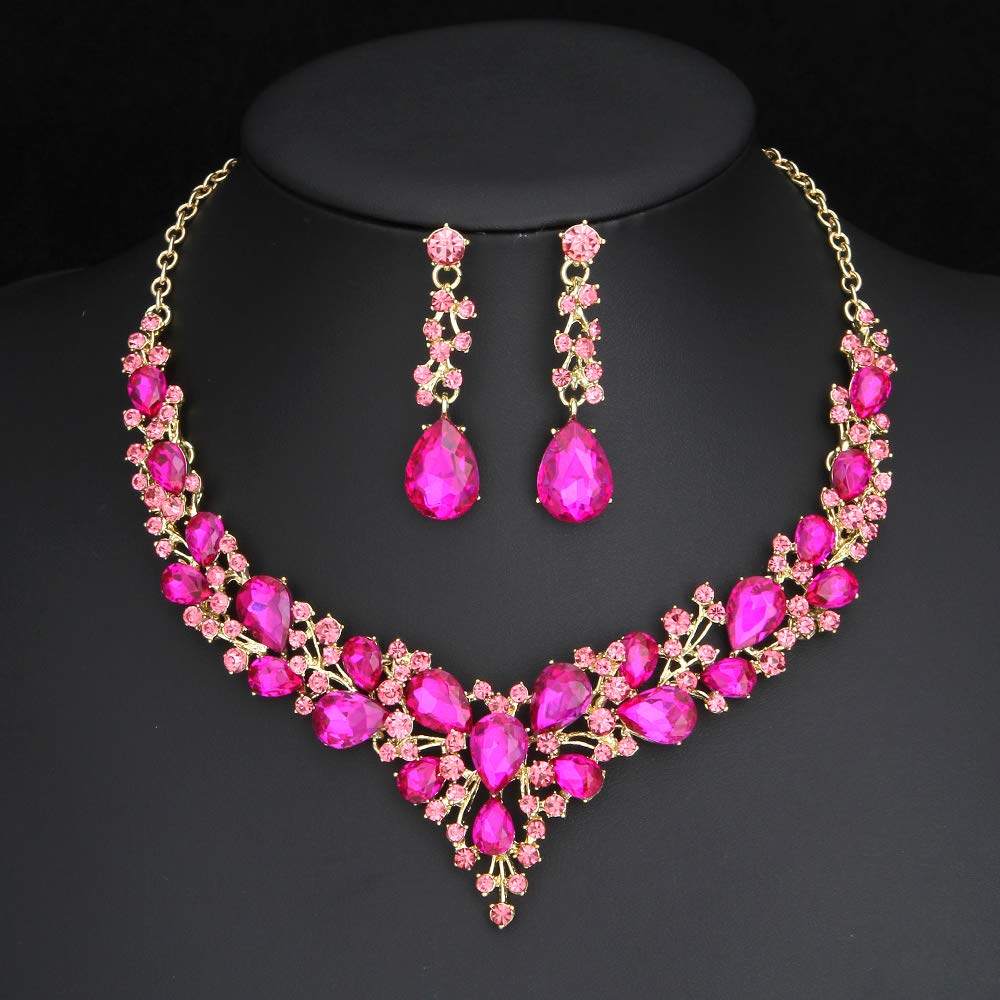 M113精致水钻项链耳环新娘结婚婚纱礼服配饰高定套链礼服搭配,淘宝优惠券,粉丝福利购,淘宝优惠卷