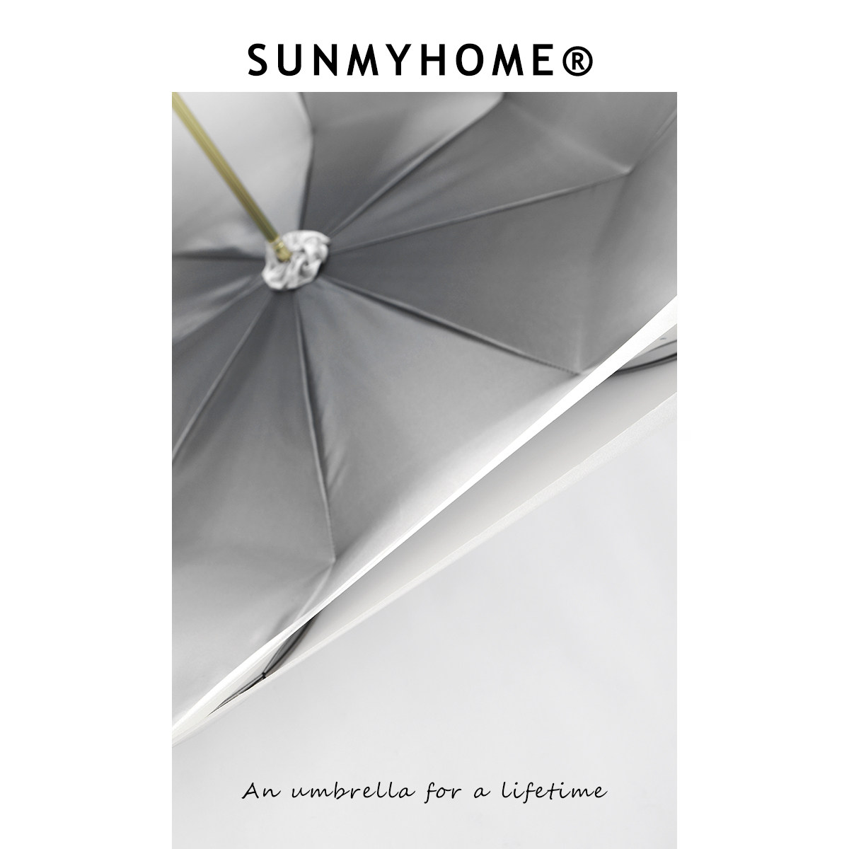 SUNMYHOME®高级灰渐变晴雨两用伞女防晒防紫外线长柄伞古典轻奢伞 - 图3