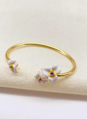 欧美风女黄铜手绘珐琅釉手镯小众