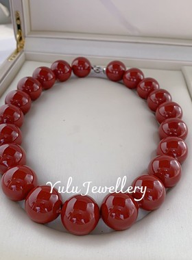 母贝仿珍珠20mm中国红项链