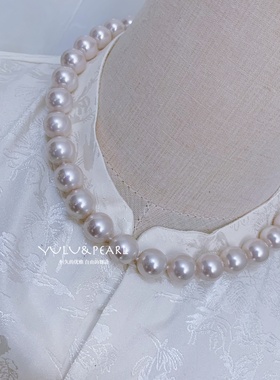 母贝珍珠豆沙粉色锁骨项链