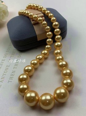 母贝珍珠浓金正圆强光渐变塔链女